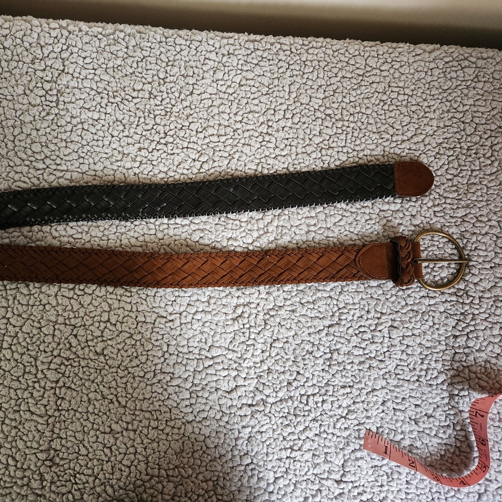 Elegant Brown and Black Woven Belt Set